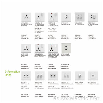 Tomacorrientes de TV 1Gang RJ45 LAN 1Gang